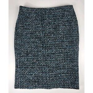 TALBOTS Skirt Womens 2P Textured Black Green White Pencil Zipper Lined